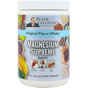 Magnesium Supreme (Original Plain Unflavored) Better Sleep, Relaxation Natural Magnesium Supplement, Non-GMO, Gluten Free, Vegan Formula. 12oz 75 Servings