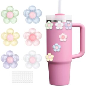 Stickers for Stanley, Stickers for Cups, Decoration for Tumblers, 3D Flower Decals for Cups, Waterproof Aesthetic Flowers Decorations for Stanley Cup Accessories 40 oz 30 oz 20 oz