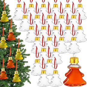 Patelai 36 Pcs Christmas Drink Balls Shot Glass Ornament Plastic Fillable Christmas Tree Ornaments Clear Xmas Water Bottle Bulbs for Holiday Party Decoration Indoor Outdoor (Ball)