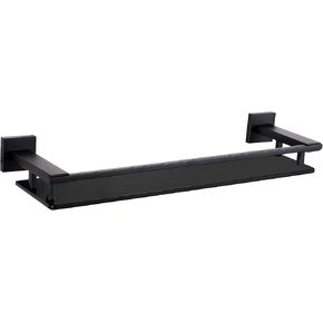 Bathroom Shelves Glass Shelf 20-Inch Floating Tempered Glass Shelves Stainless Steel Wall Mounted Cologne Shelf for Men Shower Bathroom Kitchen Storage Accessories Black and Gold，A7613GK