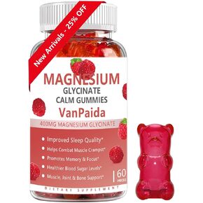 Magnesium Glycinate Gummies, Muscle Relaxation, Pain & Cramps, Bone & Energy Support, Mood Calming & Energy Support, High Absorption Vitamin B6, Magnesium & Potassium Supplement