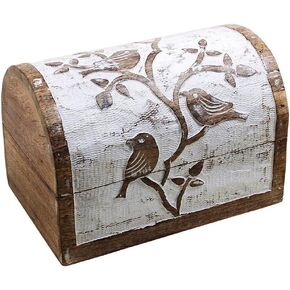 STORE INDYA Wooden Handmade Decorative Tree Of Life Wooden Jewelry Box Treasure Box Jewelry Organizer Keepsake Box Treasure Chest Trinket Holder Lock Box Watch Box Gifts for her (Vintage)