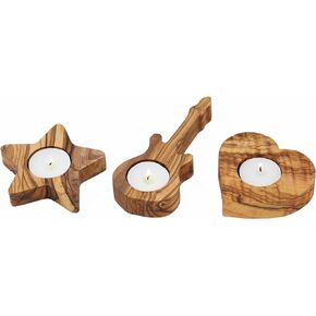 Handmade Candle Holder Set of 3, Olive Wooden Tealight Candle Holders for Wedding Party, Candles Holder Home Decor, Thanksgiving Table Decor, Votive Candle Holders