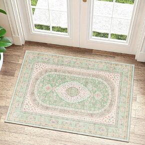 5x7 Area Rugs Washable,Blue Rug for Living Room Bedroom Kitchen,Large Boho Vintage Bohemian Distressed Oriental Carpet Non Slip,Floral