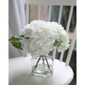 Real Touch Artificial Flowers Hydrangea in Vase for Home Decoration,Artificial Hydrangeas Centerpieces for Tables, Lifelike Fake Hydrangea in Vase for Bathroom, Office and Water Bar