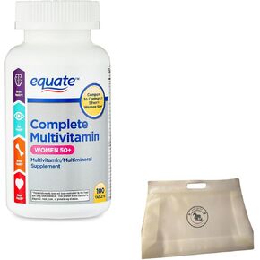 Equate Multivitamin for Women 50 and Over (100 ct) Bundle with Reusable Food Pouch