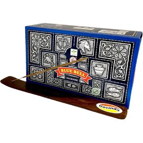 مجموعة حامل عصا البخور من جوفيندا مع أعواد البخور ساتيا بنغالور (BNG) سوبر هيت بلو بيل - 12 صندوقًا × 15 جرامًا in Kuwait