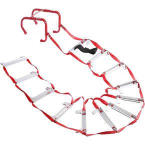 Emergency Escape Ladder Fire Ladder 2 Story Portable Safety Ladder with Anti-Slip Rungs, 15 Ft