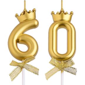 60th Birthday Candles, Rose Gold 60 Year Old Number Birthday Candles for Men Women, Happy Birthday Party Cake Topper Decoration Gifts for 60th Wedding Anniversary Celebration
