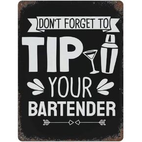Cocktails Vintage Metal Tin Signs Don'T Forget To Tip Your Bartender Funny Posters Bar Man Cave Kitchen Dining Room Living Room Club Bathroom Home Art Wall Decor Plaque Gifts