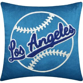 CLORURBANLIVE Los Angeles Baseball Full Embroidery Pillow Cover Outdoor Sports Decorative Pillow Covers for Home Bedroom Living Room Boys Room Decor Gift Pillowcase Square Cushion Covers - Blue 18x18
