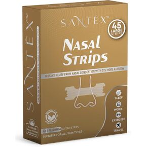 Large Clear Nasal Strips for Snoring Solution, Nose Strips for Breathing Efficiency, Drug-Free Nasal Congestion Relief, Cold & Allergy, Original, 45ct, Original