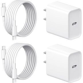 [عبوتان] شاحن iPhone 15، شاحن وكابل من النوع C، شاحن حائط USB C 20 وات وكابل USB-C إلى C بطول 6 أقدام لهاتف iPhone 15/15 Pro/15 Pro Max، iPad Pro، iPad Air 5/4، iPad 10 /ميني 6