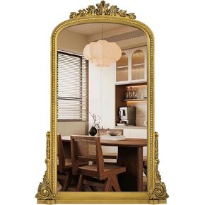 Antiqued Gold Wall Mirror with Beaded Frame – 24 * 36in Traditional & Flourish Baroque Ornate Rectangle Mirror for Over Fireplace/Entryway Vanity, Living Room or Event – Home Décor