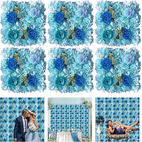 3D Flower Wall Backdrop - 12Pcs Artificial Flower Wall Panel 15 * 15inch Decoration Pink Roses Wall for Home Party Wedding Anniversary Birthday