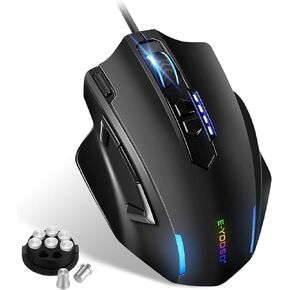 E-YOOSO Large Gaming Mouse, X-41 Wired Mice, 5 Level 12400 DPI, Software Supports DIY, 6 Side Buttons Computer Mouse for PC/Mac and Laptop - Black