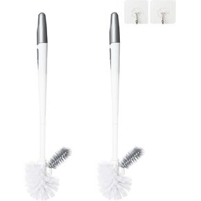 2 Pack Toilet Bowl Brush Without Holder for Bathroom, Under-Rim Double Brush Head, Long Handle Household Cleaning Brushes Set (2 Pack Grey Brush Without Holder)
