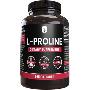 PURE ORIGINAL INGREDIENTS L-Proline (365 Capsules) No Magnesium Or Rice Fillers, Always Pure, Lab Verified