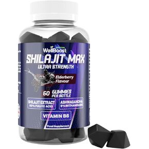Shilajit Ultra Strength Gummies, Shilajit, Tyrosin, Vitamine C and Magnesium with BlackBerry Flavour