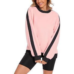 FUPHINE 2024 Women's Colour Blocking Fleece Oversized Warm Trendy Fall Winter Fashion Sweatshirt