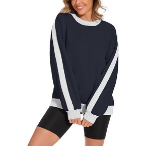 FUPHINE 2024 Women's Colour Blocking Fleece Oversized Warm Trendy Fall Winter Fashion Sweatshirt