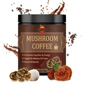 Mushroom Coffee - 5 Mushroom Adaptogen Mix - Lion's Mane Mushroom, Reishi, Cordyceps, Chaga & Turkey Tail - Instant Mushroom Coffee for Gut Health, Immunity & Brain Boost-5.11 oz