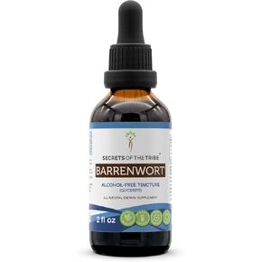 Secrets of the Tribe Barrenwort Tincture Alcohol-Free Liquid Extract, Barrenwort (Epimedium Grandiflorum) Dried Leaf (2 fl oz)