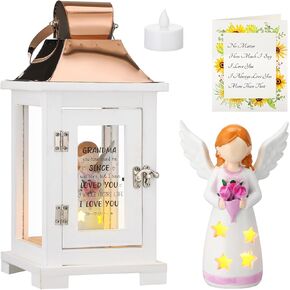 Nuogo Grandma Gift Lantern Christmas Grandma Gifts for Grandma Grandmother Figure Candle Holder Lantern Nana Figurine Statue from Grandkids Granddaughter for Thanksgiving Xmas Birthday Mothers Day