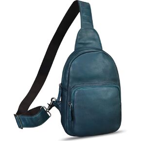 Genuine Leather Sling Bag Retro Crossbody Sling Backpack Handmade Chest Shoulder Daypack Cycling Bag Purse Fanny Pack (Brown)