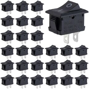 30 Pack AC 6A/250V 10A/125V ON Off Toggle Switch for Boat Rocker- Black