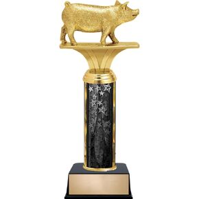 Customizable 10.5" Pig Black Star Trophy Award, Engrave Now