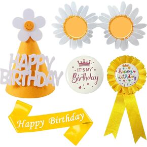 YumSur Birthday Crown Set for Kids, Birthday Headband Tiara Ribbon Medal, Birthday Party Dress Up Set for Girl, Boy, Children