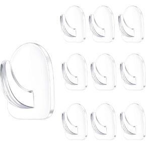 10Pcs Clear Adhesive Wall Hooks for Hanging, heavy duty adhesive hooks, hooks for outdoor string lights, no nail picture hangers, self sticking hooks for Kitchen Bathroom Bedroom Office