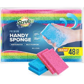 SCRUBIT 48-Count Sponges Kitchen for Dishes Cleaning - Non-Scratch Dish Scrub Sponge - Packaging May Vary, Natural Cellulose Kitchen Sponges