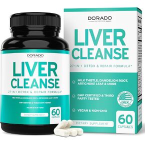 Liver Cleanse Detox & Repair 27 in 1 Formula - Milk Thistle, Dandelion Root, Turmeric, Artichoke Extract & More - Liver Detox Support Supplement - 3rd Party Tested, Vegan Safe, USA Made (60 Count)