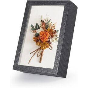 4x6 Small Shadow Box Frame Display Case with Real Glass,Display Case Box for Memorabilia,Wedding Memories,Pins,Awards,Crafts,Tickets and Photos (Black,Rjgyxq)