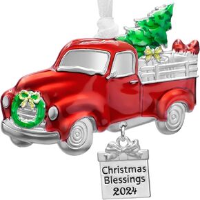 Laraine Christmas Tree Ornaments 3 Pieces – 2024 Decorative Hanging Pendant of Car Charm Holiday Keepsake Gift Home Decor (Gift Set - B (2024))