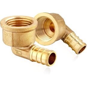 5-Pack PEX Fittings, 1/2" PEX x 1/2" NPT Female Elbow, Brass Crimp Fitting for Pex Pipes, ASTM F1807