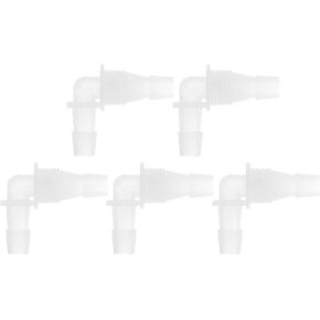 5 Pcs Aquarium Plastic Hose Barb Fitting 7/16" Hose ID G1/2 Thread Elbow Connectors Aquarium Tank Air Pump Hose Joints Clear PP