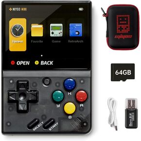 Miyoo Mini V4 Handheld Video Game Console, 2.8 inch IPS Screen Retro Video with 128GB Card & 11000+ Games, Built in Open Source System Portable Retro Game Console (Black, 128G)