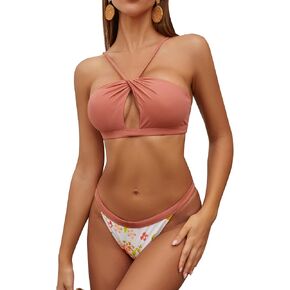 طقم بيكيني نسائي من SHEKINI ذو فتحة باندو وطباعة قطعة سفلية منخفضة الخصر مكونة من قطعتين in Kuwait
