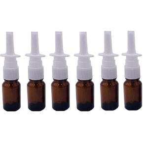 6PCS 5ML Empty Brown Glass Sprayer Nasal Bottle Empty Travel Refillable Aromatherapy Perfume Bottles For Cosmetic Nasal Irrigation Spray Saline Water Applications