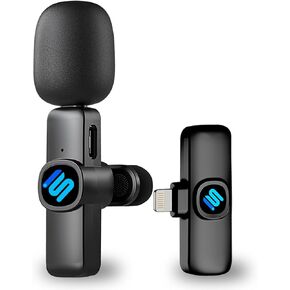 Wireless Lavalier Microphone for iPhone iPad Premium Lapel-on Mic with 80ft Distance of Ultra-Clear Pick-up Voice and Noise-Canceling for Tiktok, YouTube, Recording, and Vlogging(1RX&2TX)