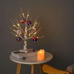 Snokip Lighted Birch Tree, 1.5ft 18 LED Tabletop Tree Lights, Battery Operated Table Decoration Lights for Indoor Christmas Wedding Party Holiday Home Bedroom