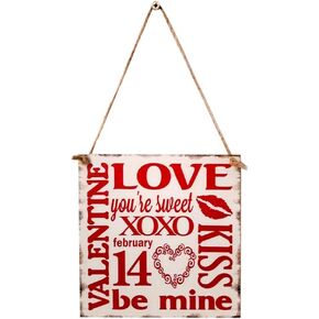BinaryABC Valentine's Day Wooden Sign Plaque Door Wall Hanging Decorations