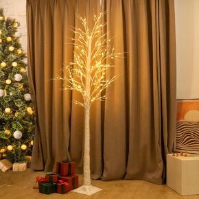 Garsing Lighted Birch Tree Set of 5ft, 6ft and 8ft, Lights Artificial Christmas Tree for Home, Festival, Party and Holiday Decoration, Indoor and Outdoor Use (3 Pack, Warm White)