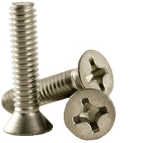 #2-56 x 3/16" Flat Head Machine Screw Phillips Drive Bolt (Pack of 50), 18-8 Stainless Steel 304, Fully Threaded Coarse Thread, by Chipmunk Hardware