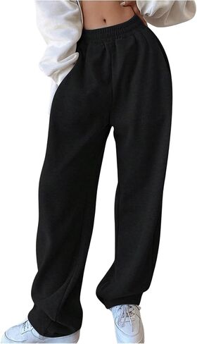 Women's Elastic Waist Straight Leg Sweatpants Knot Front Workout Long Pants with Pockets in Saudi Arabia