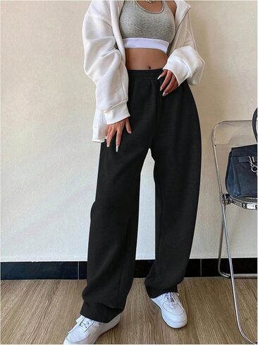 Women's Elastic Waist Straight Leg Sweatpants Knot Front Workout Long Pants with Pockets in Saudi Arabia