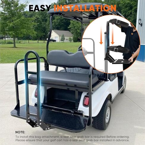 رف حامل حقيبة المقعد الخلفي لعربة الجولف العالمية متوافق مع EZGO/Club Car/Yamaha، يناسب شريط الإمساك الآمن بحد أقصى 7 بوصات، لا يتطلب الحفر، لا تشغل مساحة المقعد الخلفي، أسود in Kuwait